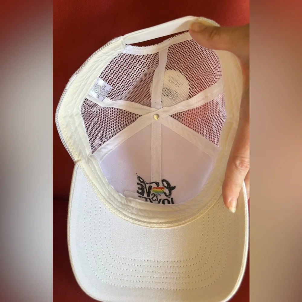Love Is Love White & Rainbow Mesh Snapback Adjustable Hat Cap NWT
